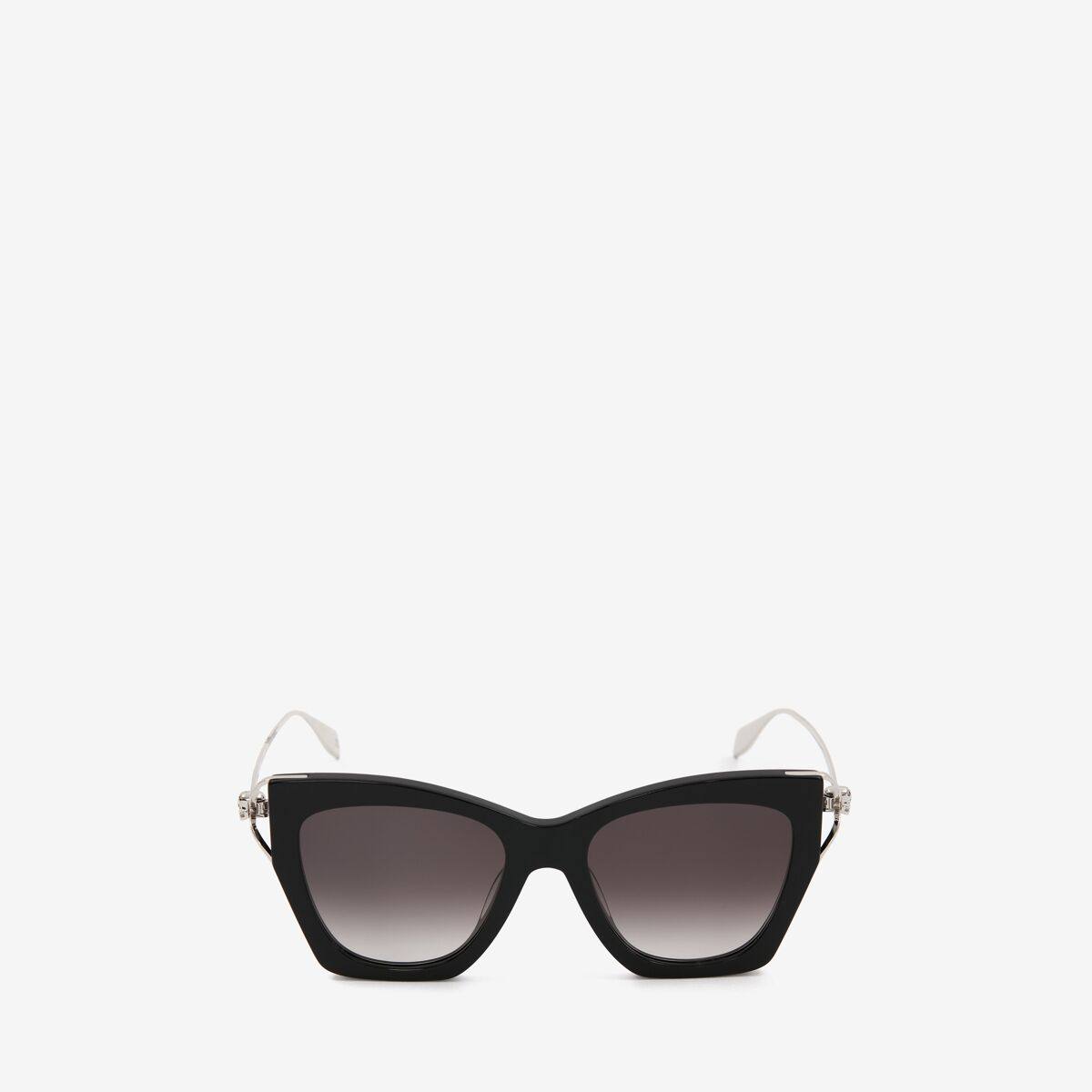 Alexander McQueen Women's Black Skull Hinge soft square sunglasses (Acetate Frame with Metal Temples)